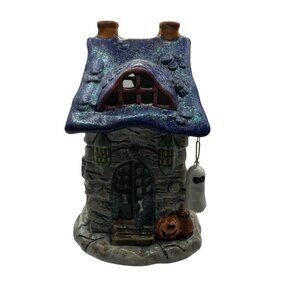Ceramic Halloween Haunted House Candle Holder